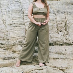 NWT Ozma of California silk noil wide leg pants